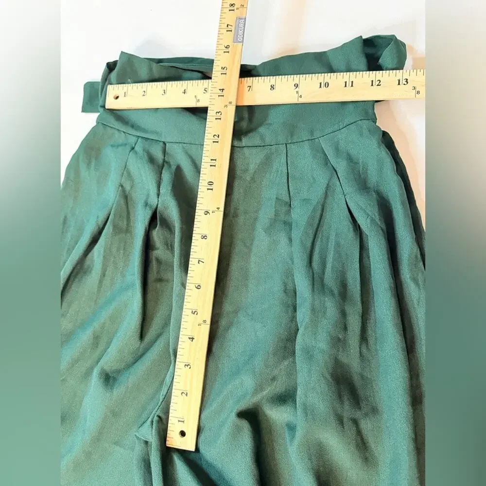 ultra high waist wide leg pants paper-bag trousers Art Deco Green small